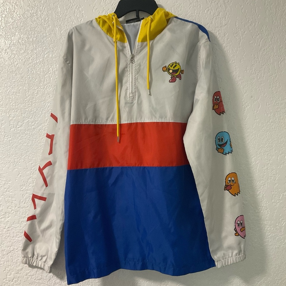 Pac Man Colorblock Windbreaker Jacket Hoodie Retro